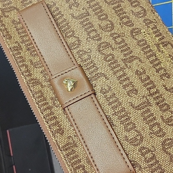 Juicy Couture Brown Monogram Envelope Clutch 10" x 5.5" Like New - Picture 16 of 16
